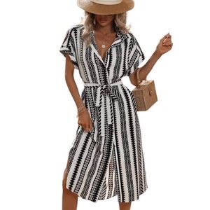 ⭐️ Shein ($50) Batwing Sleeve Split Thigh Belted Dress - PTP 22